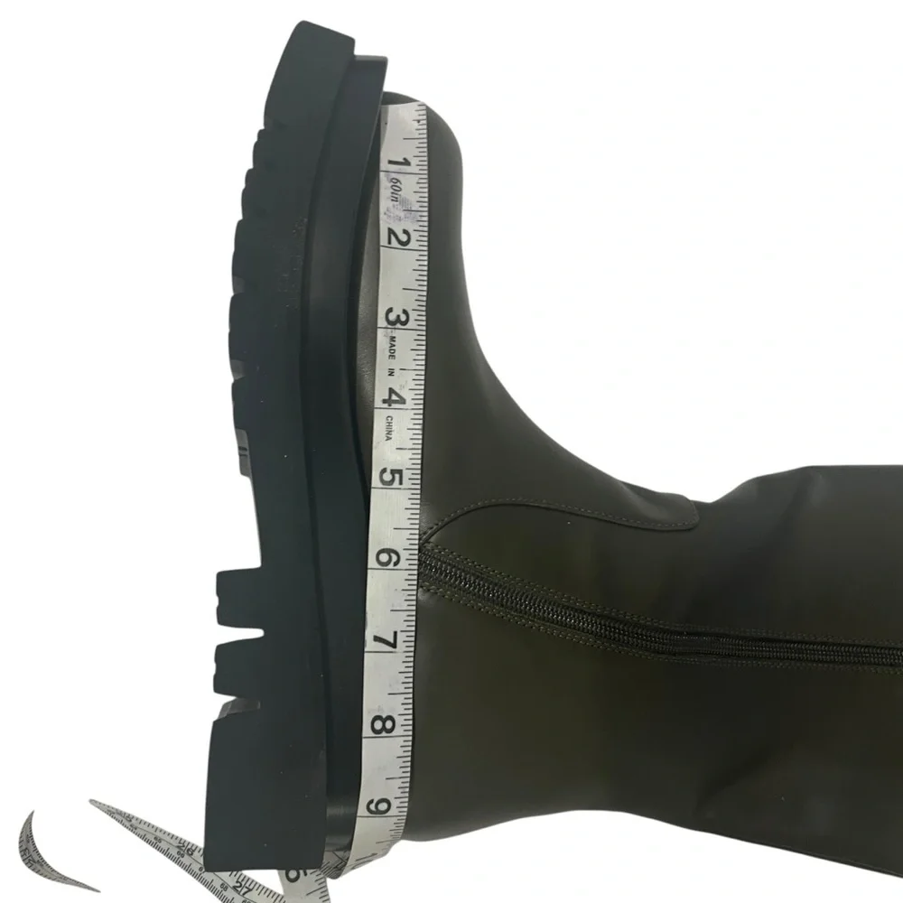 Jeffrey Campbell Tanked Knee High Lug Sole Dark Green Platform Boots Size 8.5